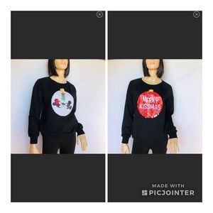 NWT Disney Christmas reversible sequins sweatshirt